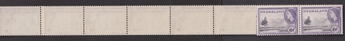 Nyasaland 1954 QEII 6d Coil Join p12x12½ Strip of 10 Mint SG180a