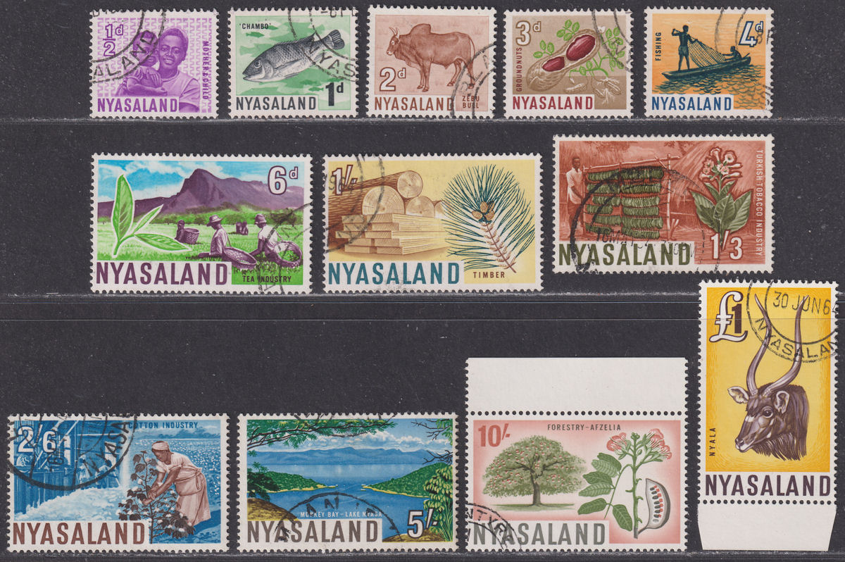 Nyasaland 1964 Queen Elizabeth II Set Used SG199-210 cat £24