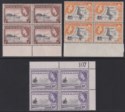 Click for more photos and details Nyasaland 1954 QEII ½d, 2d, 6d p12x12½ Blocks of 4 Mint SG173a SG176a SG180a