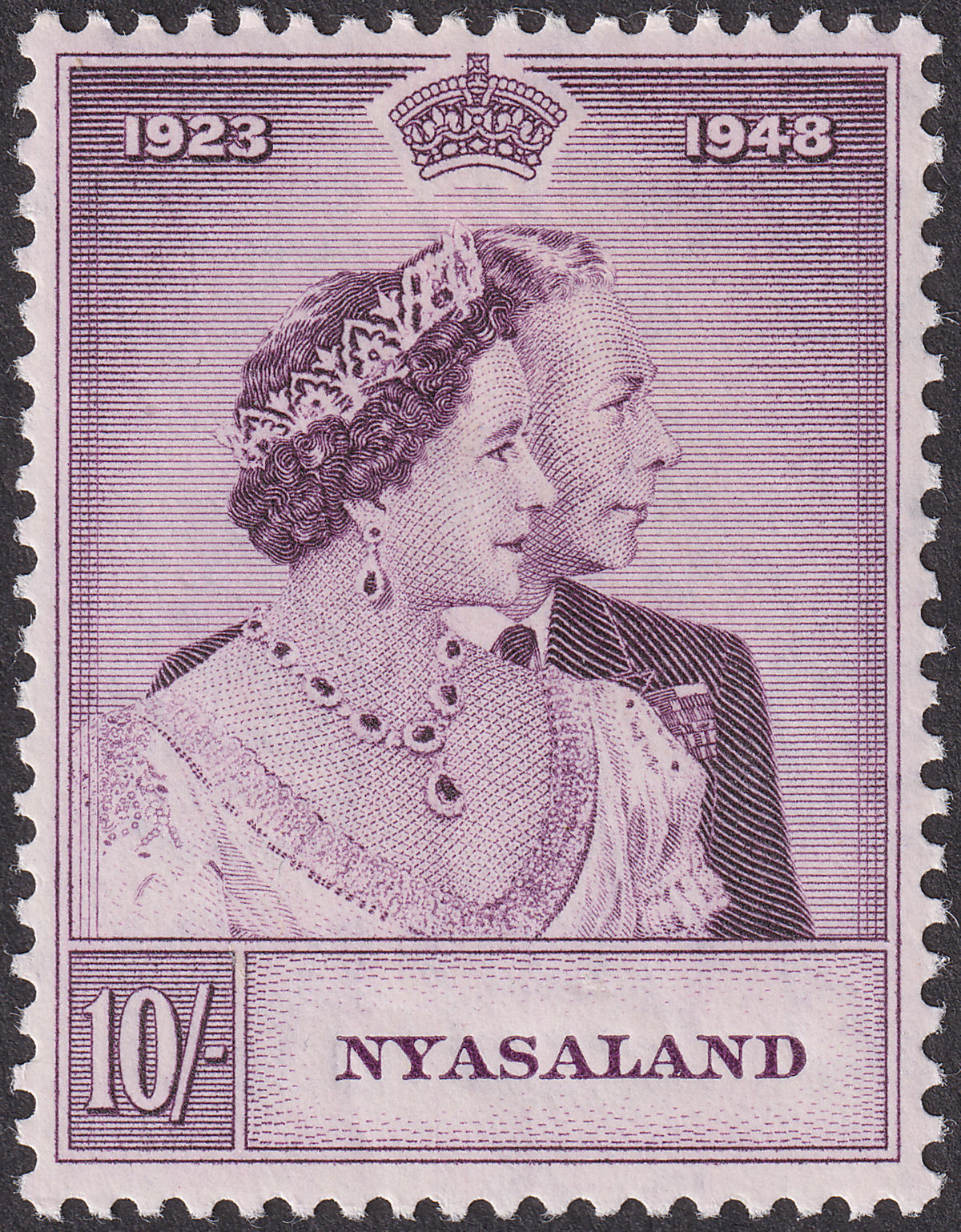 Nyasaland 1948 KGVI Royal Silver Wedding RSW 10sh Mint SG162 cat £18