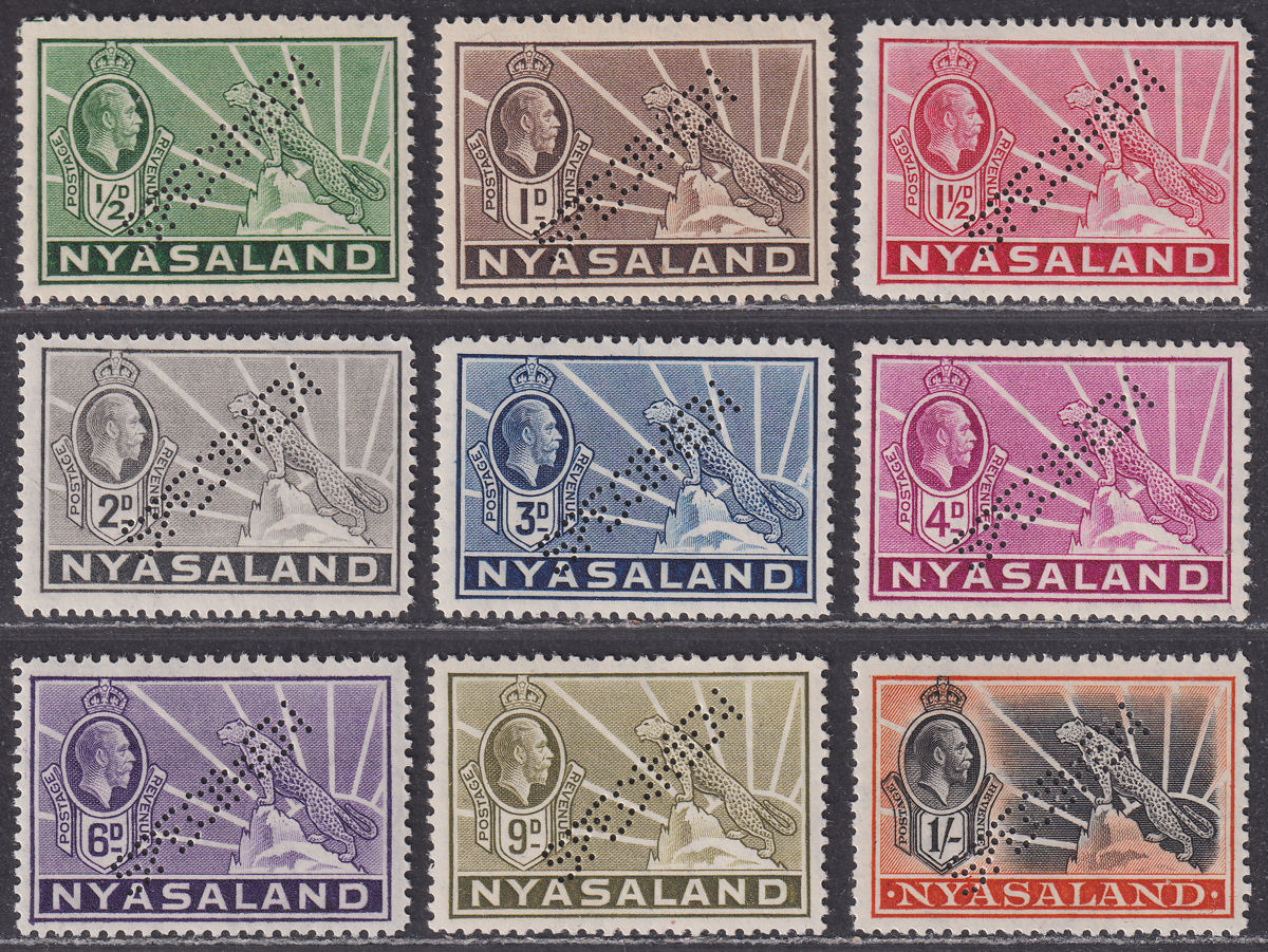 Nyasaland 1934 KGV SPECIMEN Perf Leopard Set Mint SG114s-122s cat £350