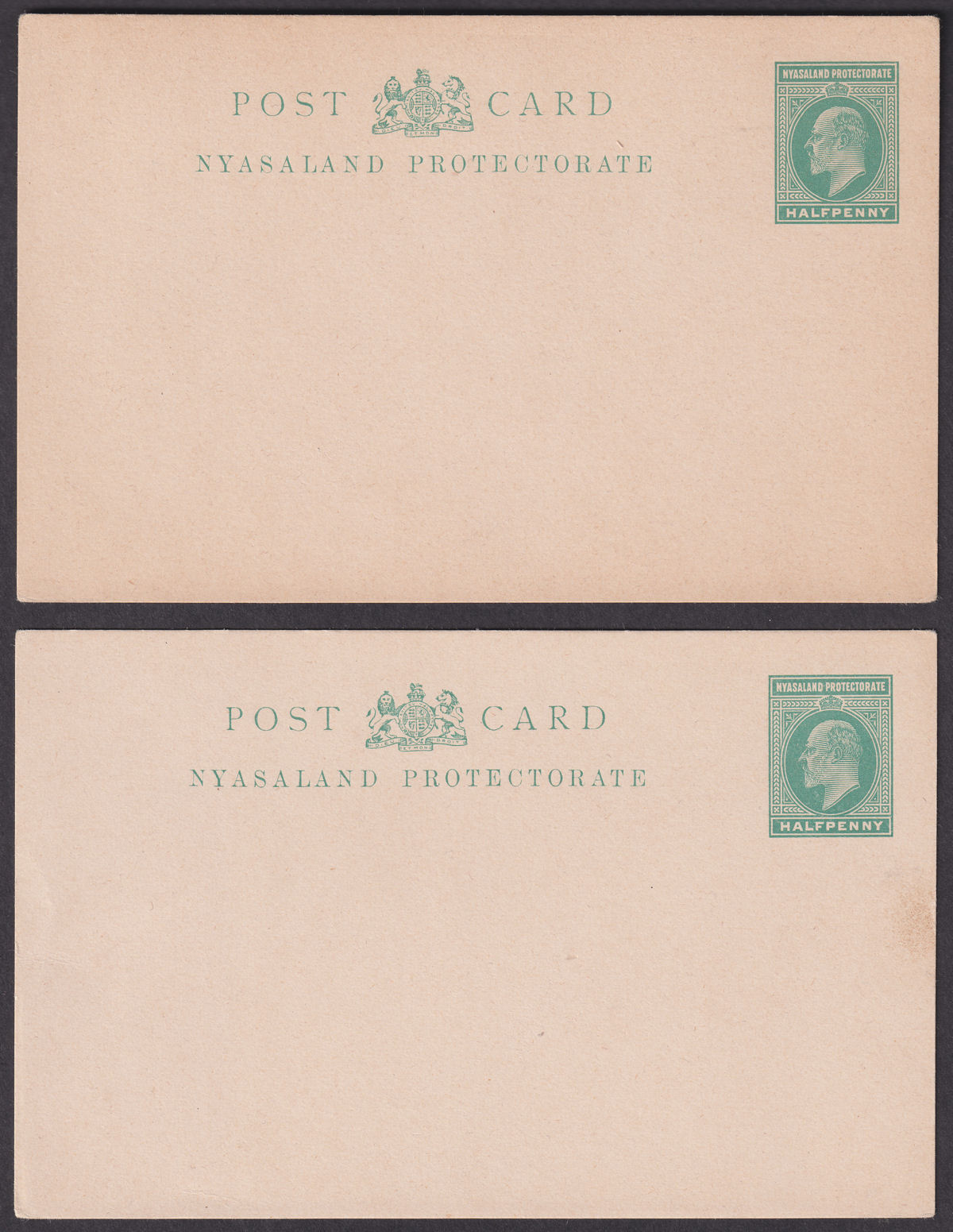 Nyasaland 1908 KEVII ½d, 1d, 2d Postal Stationery Postcard Selection Unused