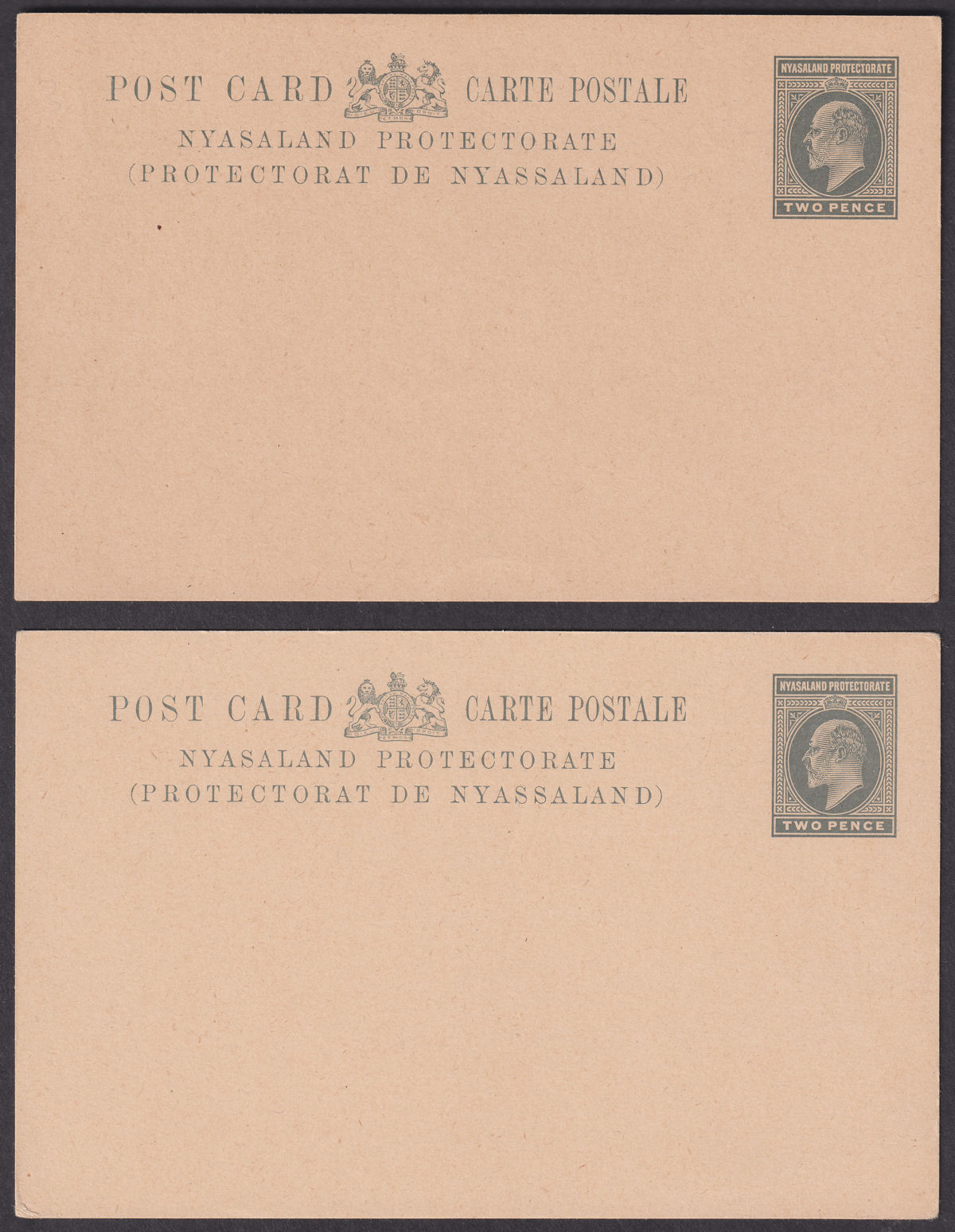 Nyasaland 1908 KEVII ½d, 1d, 2d Postal Stationery Postcard Selection Unused