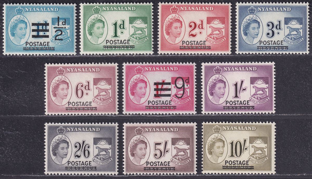 Nyasaland 1963 Queen Elizabeth II Overprint Set to 10sh Mint SG188-197 cat £11