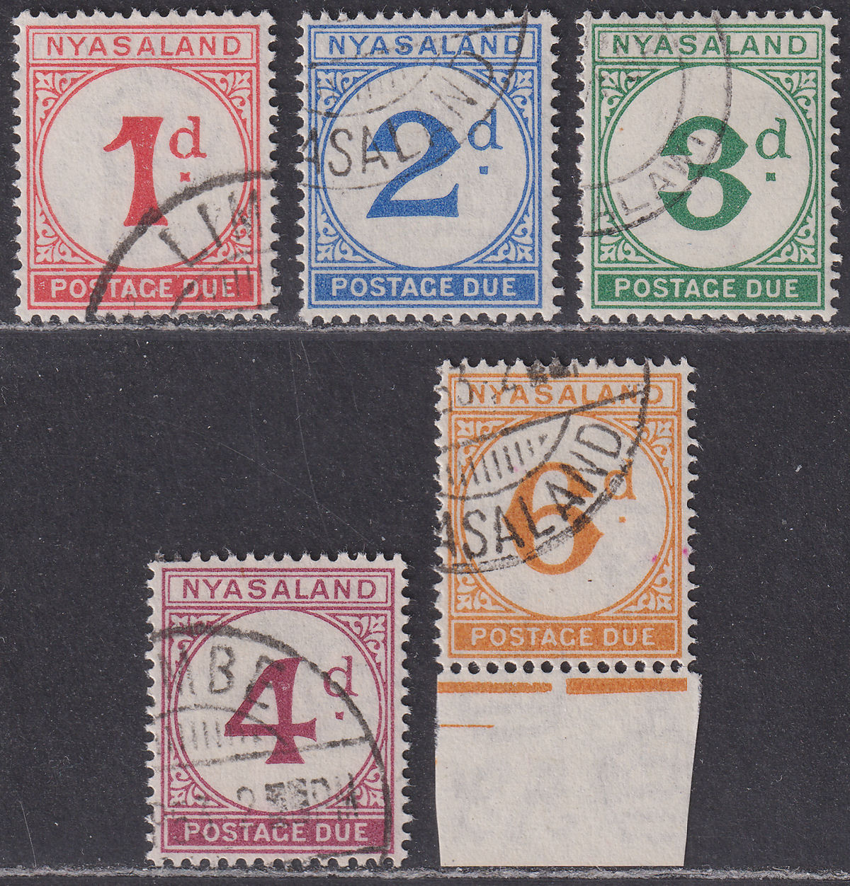 Nyasaland 1950 KGVI Postage Due Set Used SG D1-5 cat £275