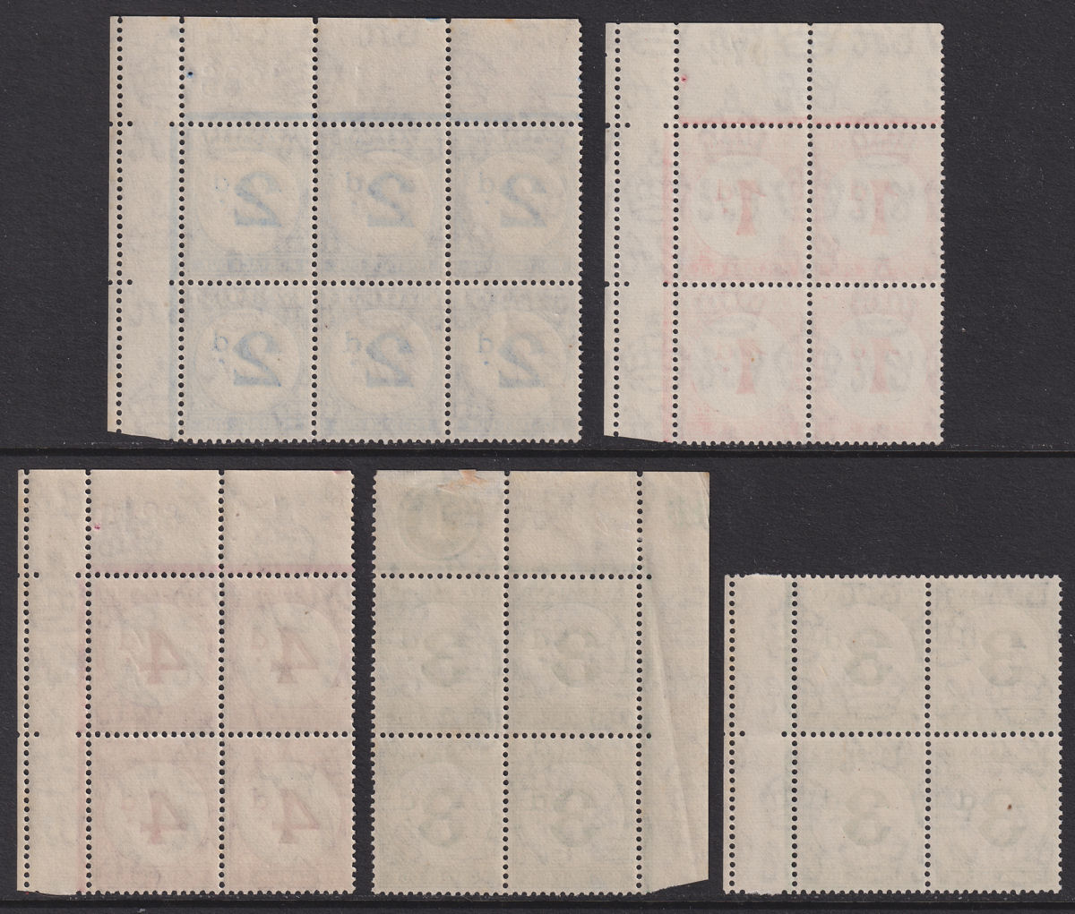 Nyasaland 1950 KGVI Postage Due Block Set to 4d Mint SG D1-D4