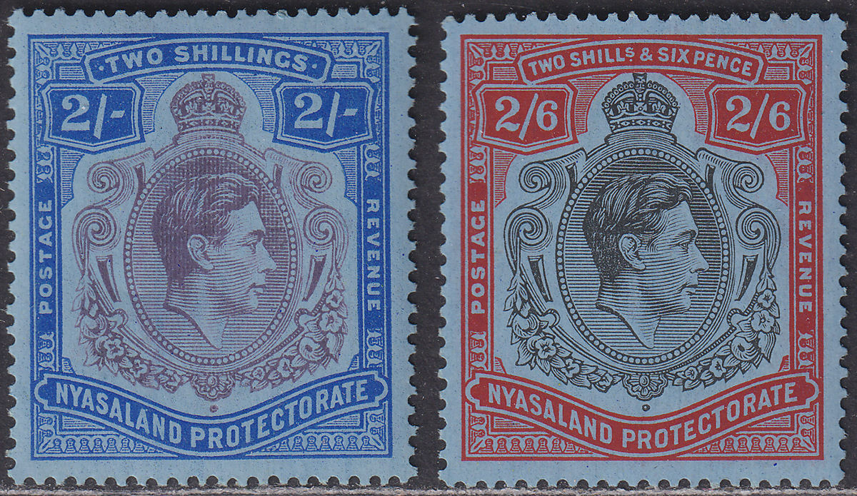 Nyasaland 1938 King George VI Key Type 2sh, 2sh6d Mint SG139-140 cat £30