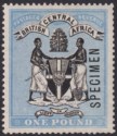 Click for more photos and details British Central Africa 1896 QV SPECIMEN Overprint £1 Black and Blue SG40s
