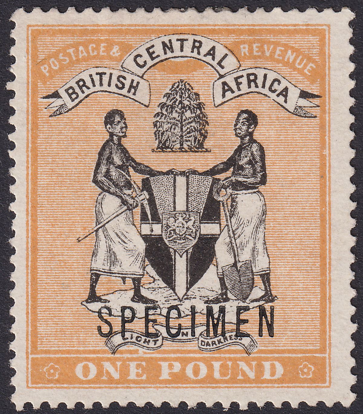 British Central Africa 1895 QV SPECIMEN £1 Black and Yellow-Orange Unused SG29s