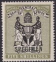 Click for more photos and details British Central Africa 1895 QV SPECIMEN 5sh Black and Olive SG28s