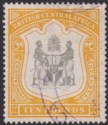 Click for more photos and details British Central Africa 1897 QV £10 Black and Yellow Fiscally Used SG52 cat £400