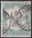 Click for more photos and details British Central Africa 1897 QV 3sh Black and Sea-Green Used SG49 cat £425 THIN