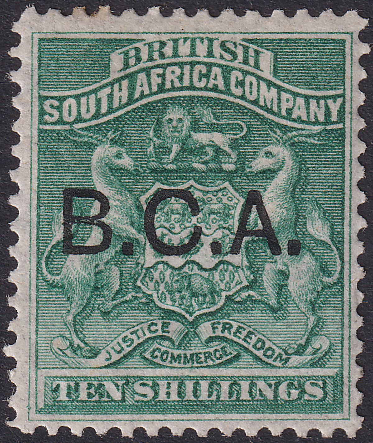 British Central Africa 1891 QV BCA Opt on BSAC 10sh Deep Green Mint SG13 cat£225