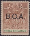 Click for more photos and details British Central Africa 1895 QV BCA Opt on BSAC 3sh Brown + Green Mint SG10 c£95