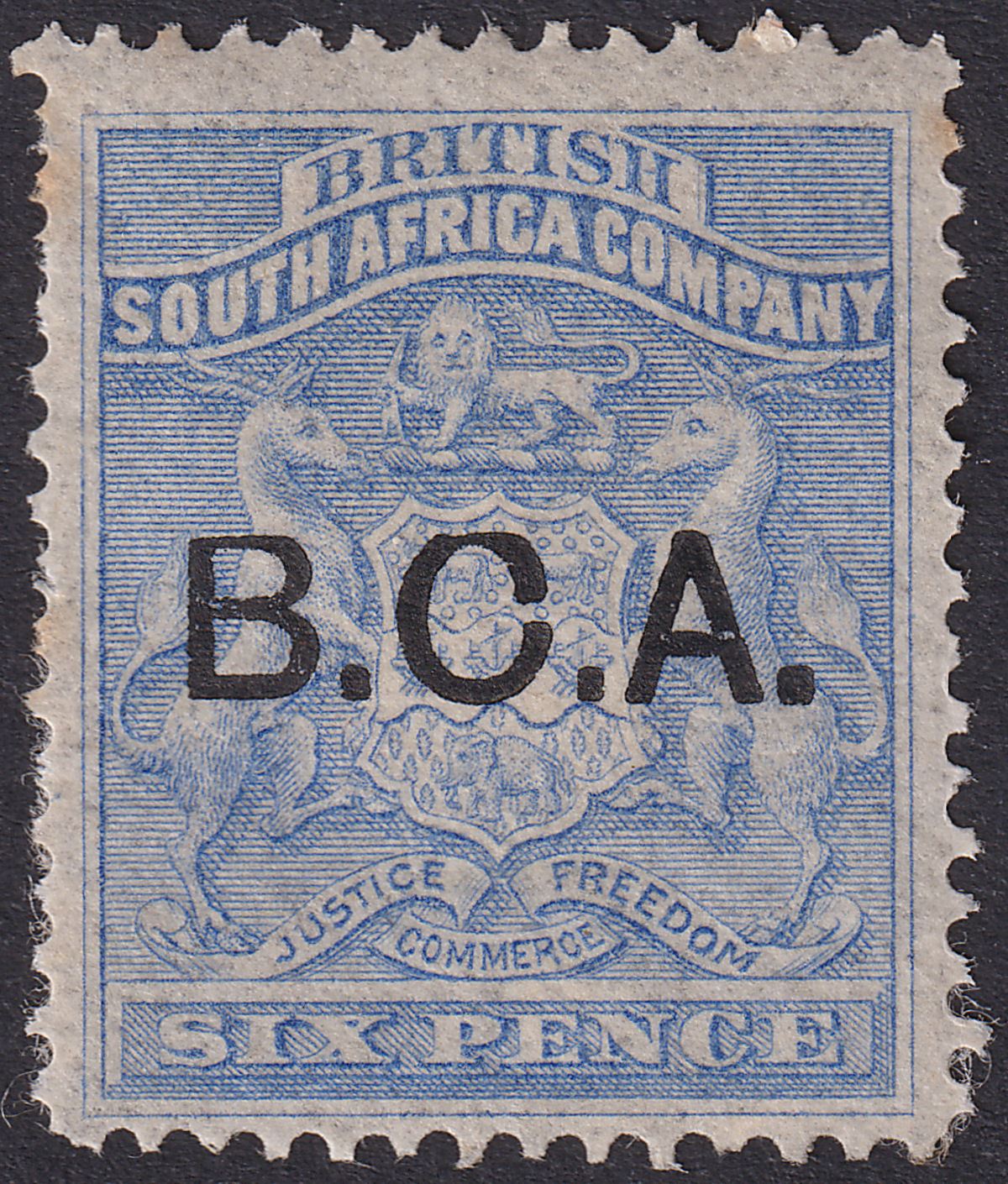 British Central Africa 1891 QV BCA Opt on BSAC 6d Ultra Flat Top B Mint SG4