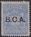 Click for more photos and details British Central Africa 1891 QV BCA Opt on BSAC 6d Ultra Flat Top B Mint SG4