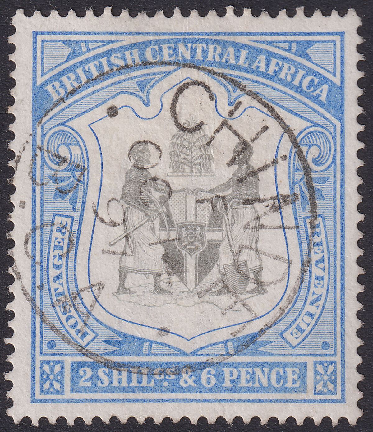 British Central Africa 1897 QV 2sh6d Black and Ultramarine Used SG48 cat £65