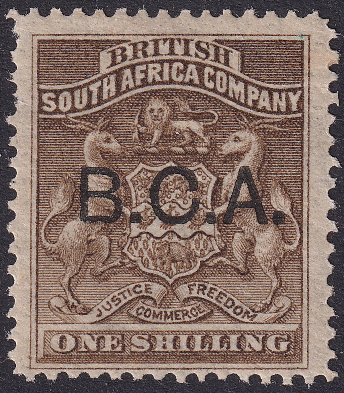 British Central Africa 1891 QV BCA Opt on BSAC 1sh Grey-Brown Mint SG7 cat £35