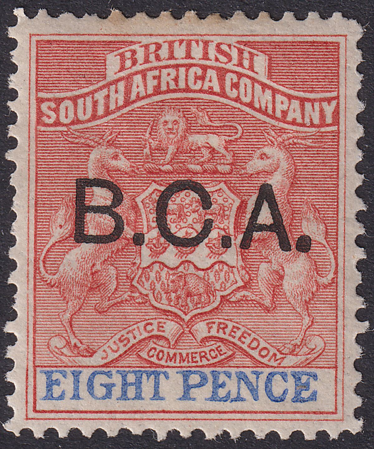 British Central Africa 1891 QV BCA Opt on BSAC 8d Red + Ultra Mint SG6a c£45 TON