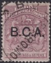 Click for more photos and details British Central Africa 1891 QV BCA Opt on BSAC 2sh6d Lilac Fiscally Used SG9a