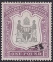 Click for more photos and details British Central Africa 1897 QV £1 Blk + Purp Fiscally Used SG51 c£500 as Postal