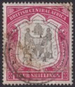 Click for more photos and details British Central Africa 1897 QV 4sh Black + Carmine Used SG50 cat £120 stained