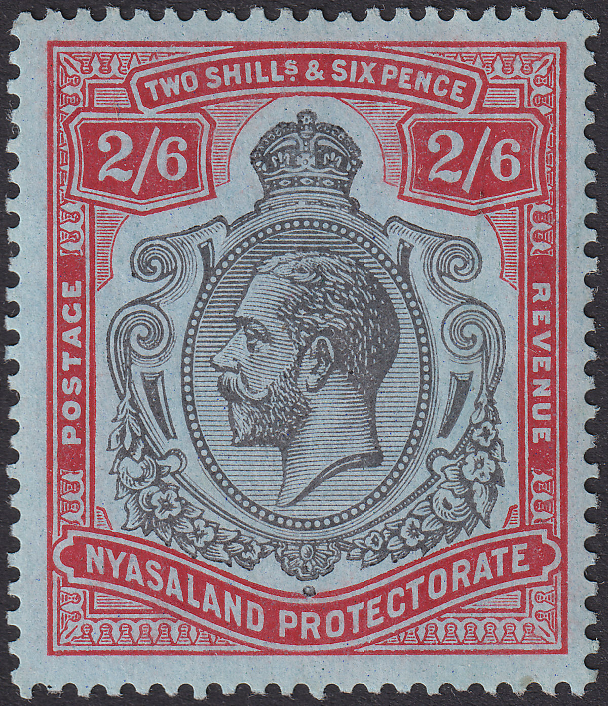 Nyasaland 1913 KGV 2sh6d Black and Red on Blue Mint SG94 cat £15