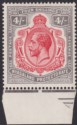 Nyasaland 1913 KGV 4sh Carmine and Grey Marginal Mint SG95 cat £55