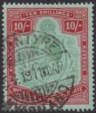 Nyasaland 1913 KGV 10sh Pale Green and Deep Scarlet on Green Used SG96 cat £180