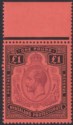 Nyasaland 1913 KGV £1 Purple and Black on Red Marginal UM Mint SG98 cat £225