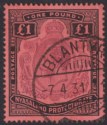 Nyasaland 1913 KGV £1 Purple and Black on Red Used SG98 cat £225