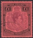 Click for more photos and details Nyasaland 1938 KGVI £1 Purple and Black Used SG143 cat £55