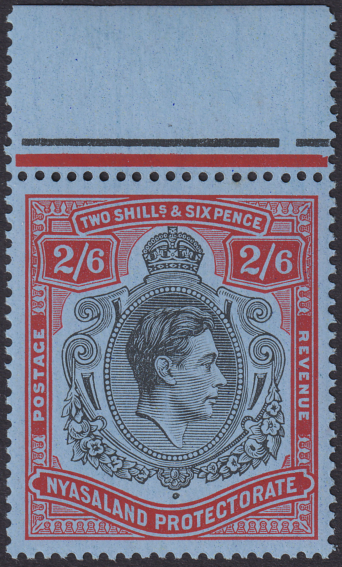 Nyasaland 1938 KGVI 2sh6d Black and Red Marginal Mint SG140 cat £18