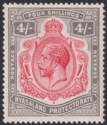 Click for more photos and details Nyasaland 1927 KGV 4sh Carmine and Black Mint SG111 cat £35
