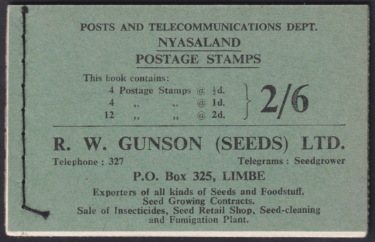 Northern Rhodesia 1954 QEII 2sh6d Stamp Booklet Complete SB1 cat £50 left stitch