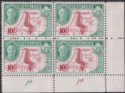 Click for more photos and details Nyasaland 1945 KGVI 10sh Claret + Emerald Plate 1a Block of 4 Mint SG156 c£100