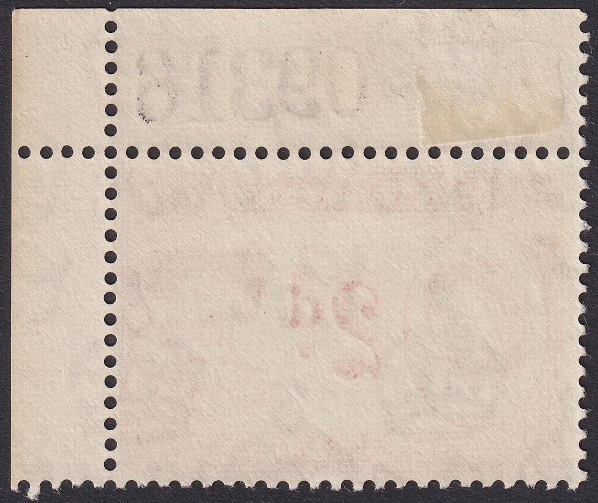 Nyasaland 1955 QEII Revenue 2d Red Sheet Number Corner Marginal Mint BF22 CREASE