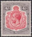 Click for more photos and details Nyasaland 1913 KGV 4sh Carmine and Black Mint SG95 cat £55