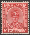 Malaya Pahang 1937 Sultan Sir Abu Bakar 6c Scarlet Mint SG34