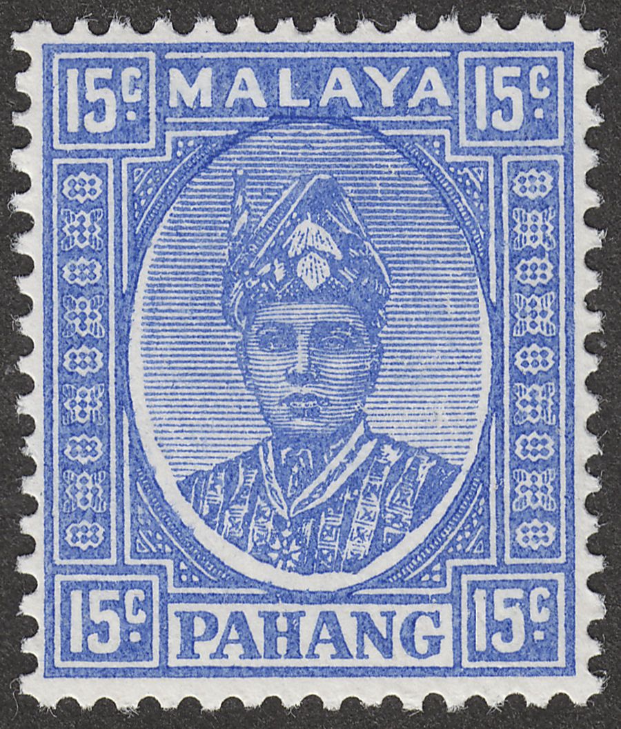 Malaya Pahang 1941 Sultan Sir Abu Bakar 15c Ultramarine Mint SG39