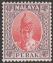 Click for more photos and details Malaya Perak 1938 KGVI Sultan Iskandar 40c Scarlet and Dull Purple Mint SG117
