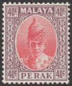 Malaya Perak 1938 KGVI Sultan Iskandar 40c Scarlet and Dull Purple Mint SG117