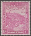 Click for more photos and details Pakistan 1948 KGVI Khyber Pass 10r Magenta perf 14 Mint SG41