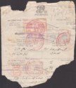 Click for more photos and details Palestine c1926 Courts Fees Revenue 5p x6, 1p x2, EEF 5m Used Document Piece
