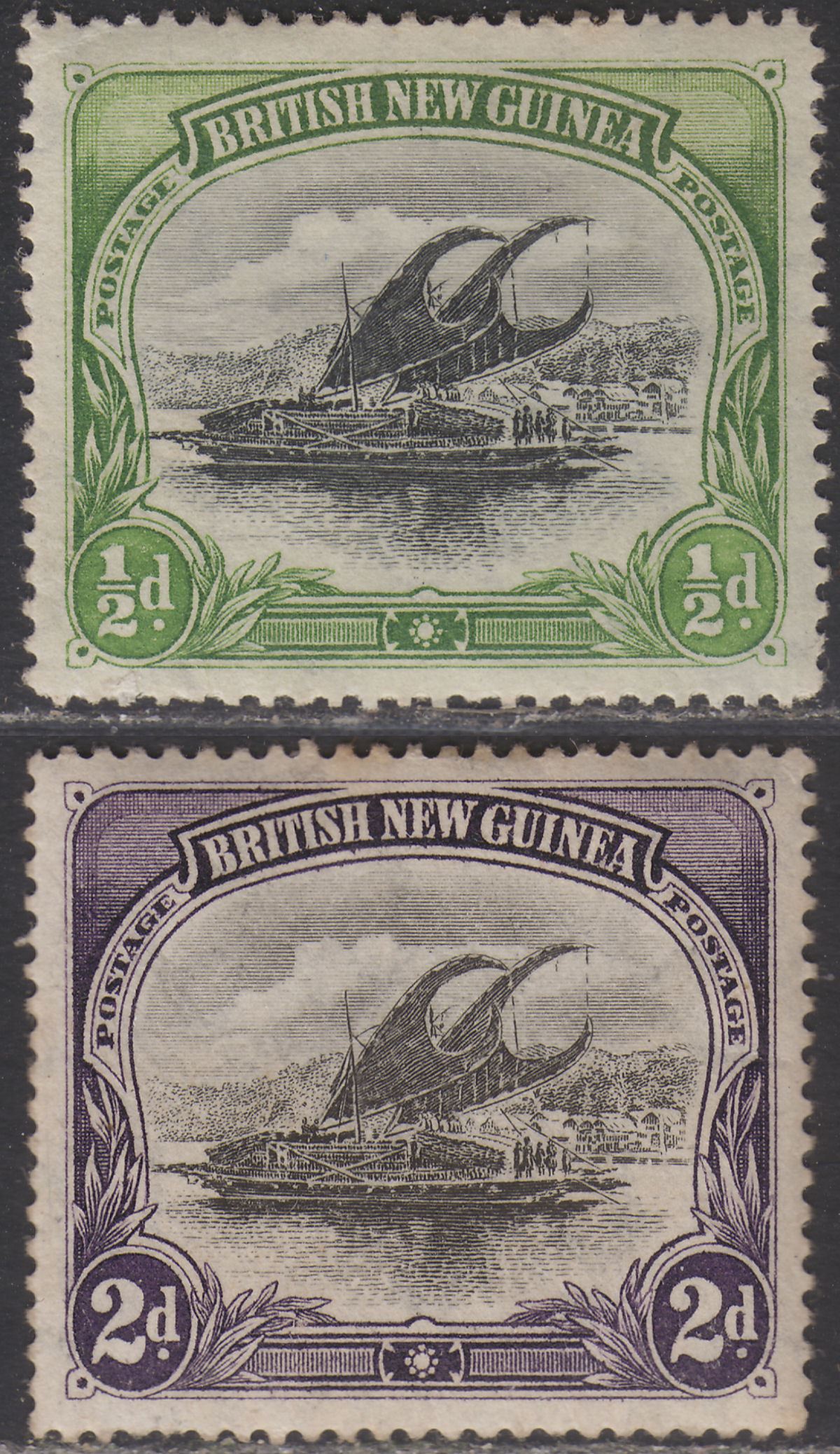 British New Guinea 1901 Lakatoi ½d, 2d Mint SG1 SG11 cat £40