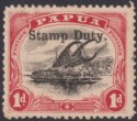 Click for more photos and details Papua 1907 KEVII Stamp Duty Revenue Overprint 1d Black + Red Used BF2 Lakatoi