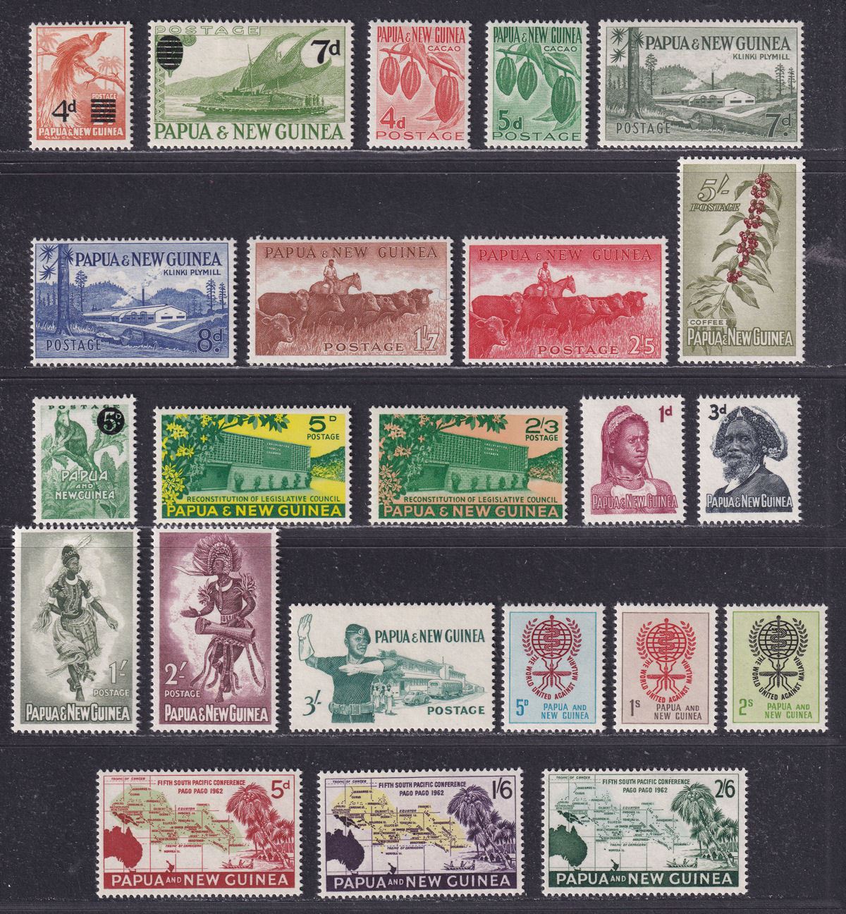 Papua and New Guinea 1957-62 QEII Selection Mint
