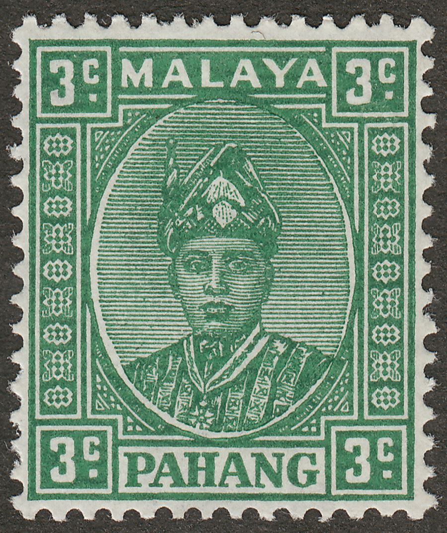 Malaya Pahang 1941 Sultan Sir Abu Bakar 3c Green Striated Mint SG31a