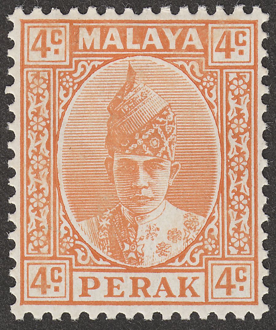 Malaya Perak 1939 KGVI Sultan Iskandar 4c Orange Mint SG107