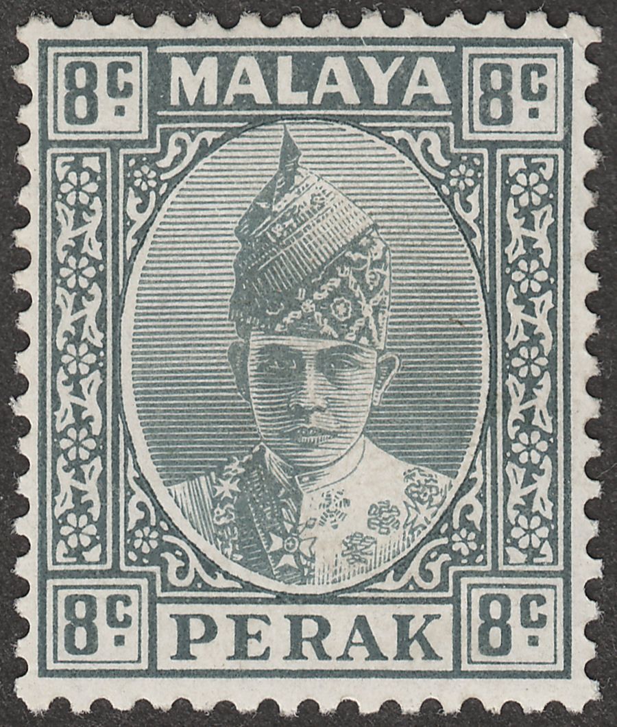 Malaya Perak 1938 KGVI Sultan Iskandar 8c Grey Mint SG110